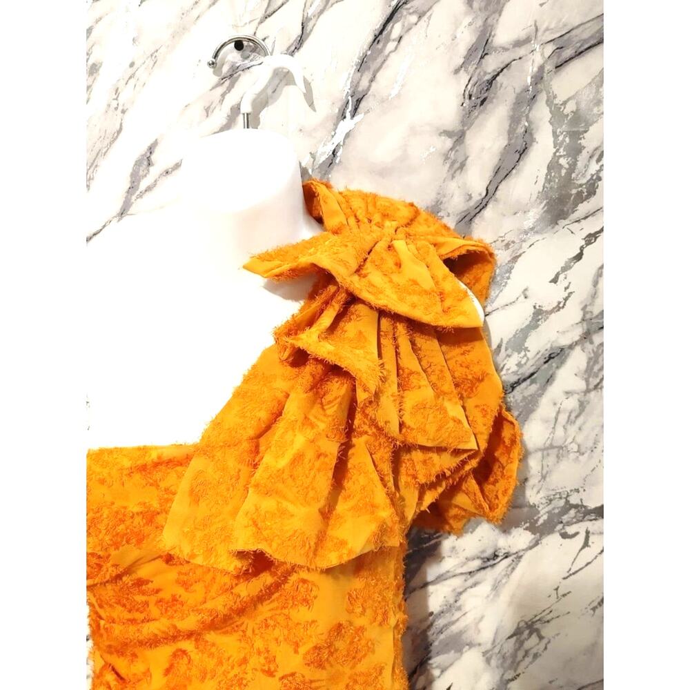 Atoir Guiding Light Dress One Shoulder Ruffle Drape Detail Orange Womens XS New - Picture 4 of 11